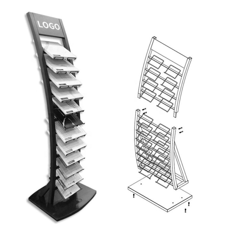 Metal double side stone floor standing case display-LD012-1  LD012-1